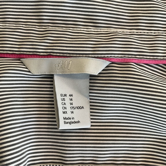 H&M Long Sleeve V-Neck Button Down Striped Shirt. CLEARANCE - Picture 8 of 9